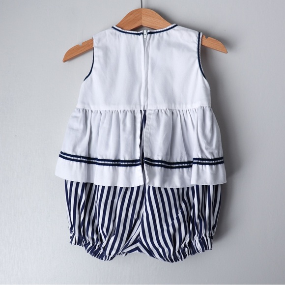 Vintage Nautical Sailor Striped Bubble Romper 2T - Picture 5 of 6